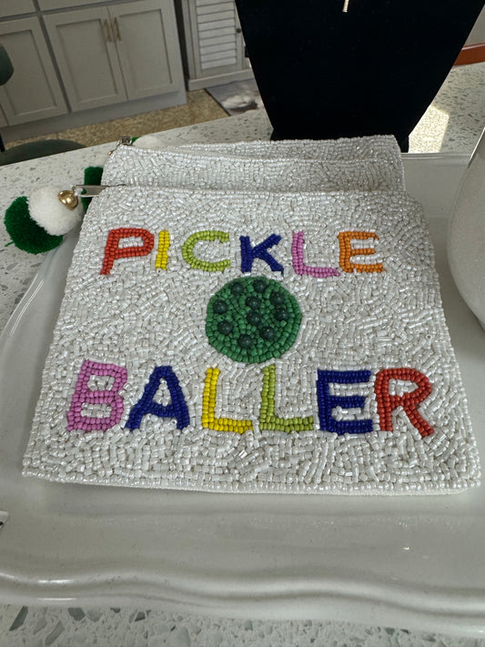 Beaded Pickleball Coin Pouch
