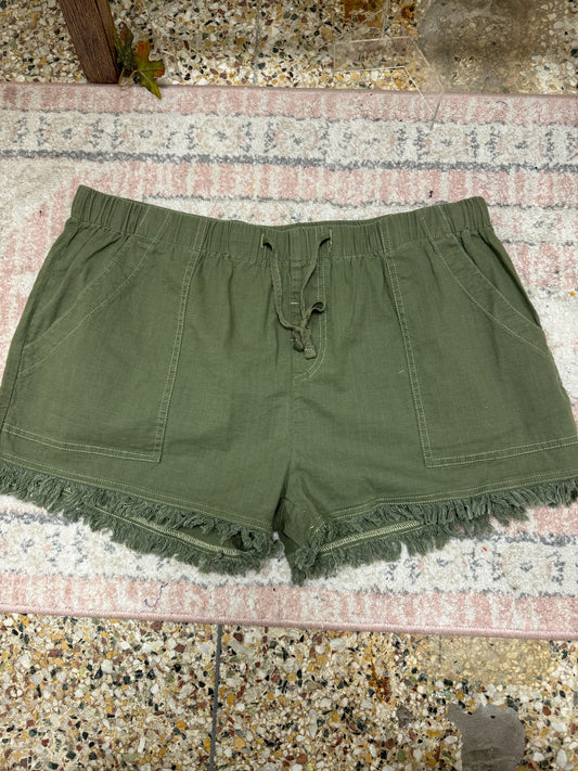 Olive Frayed Denim Shorts