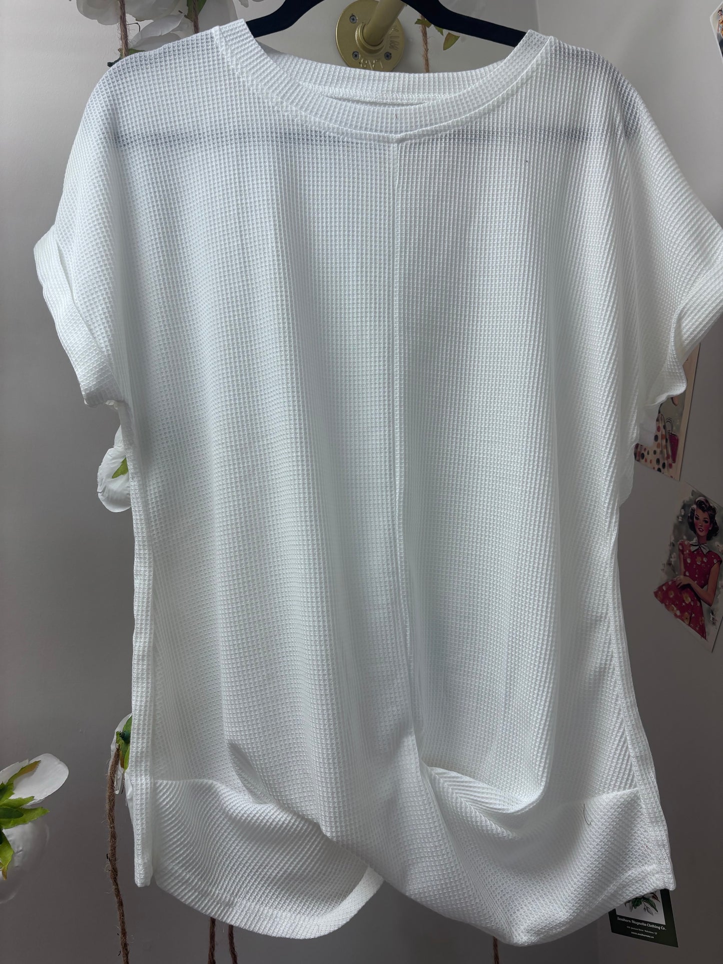 solid round neck twist short sleeve shirt