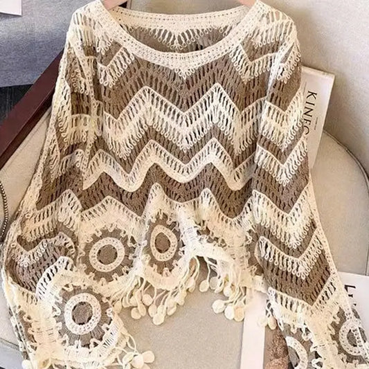 Khaki Crochet Knit Top
