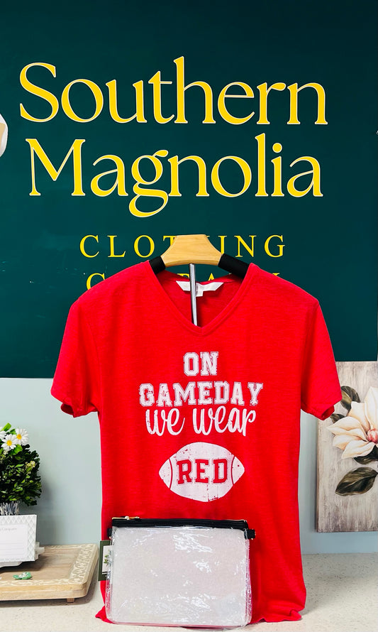 We Wear Red V-neck T-shirt