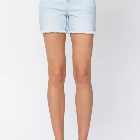 Hi-Waist Bleach Light Cut Off Shorts