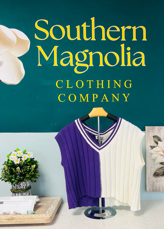 Two Tone V Neck Cropped Sweater Top