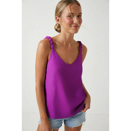 V-neck Tank With Strap Accent