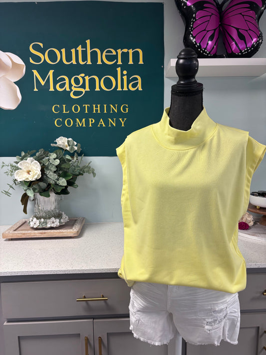 Yellow Sleeveless Mockneck