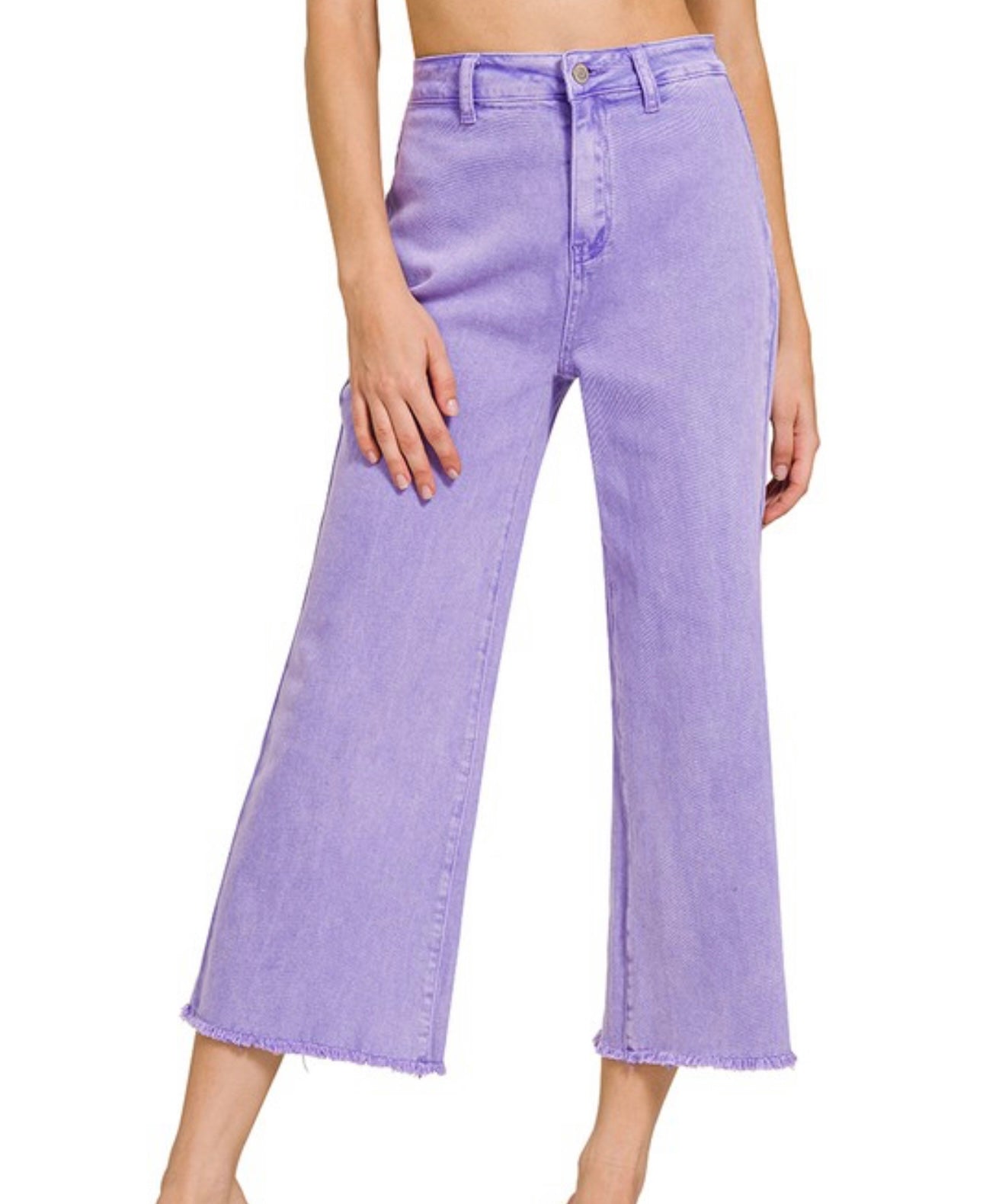 High Waist Frayed Straight Leg Crop Jean