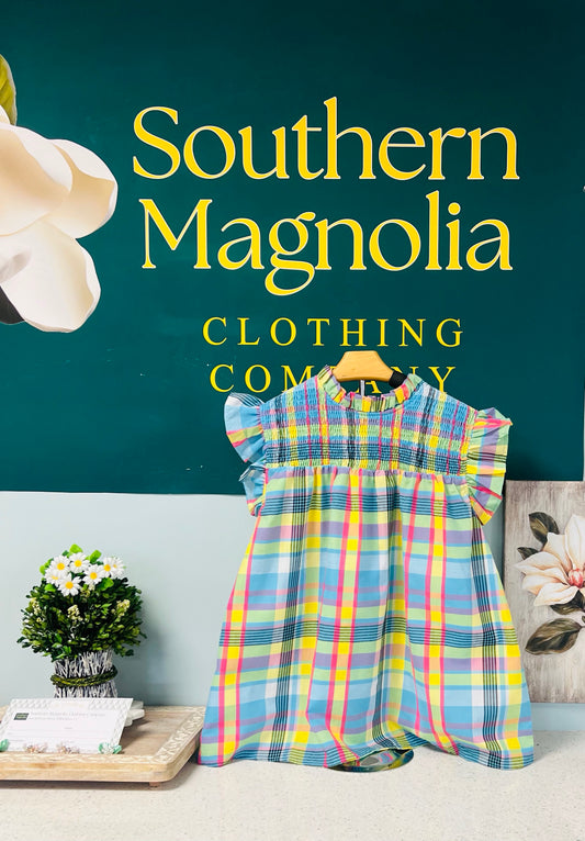 Multi Color Checker Plaid Woven Top