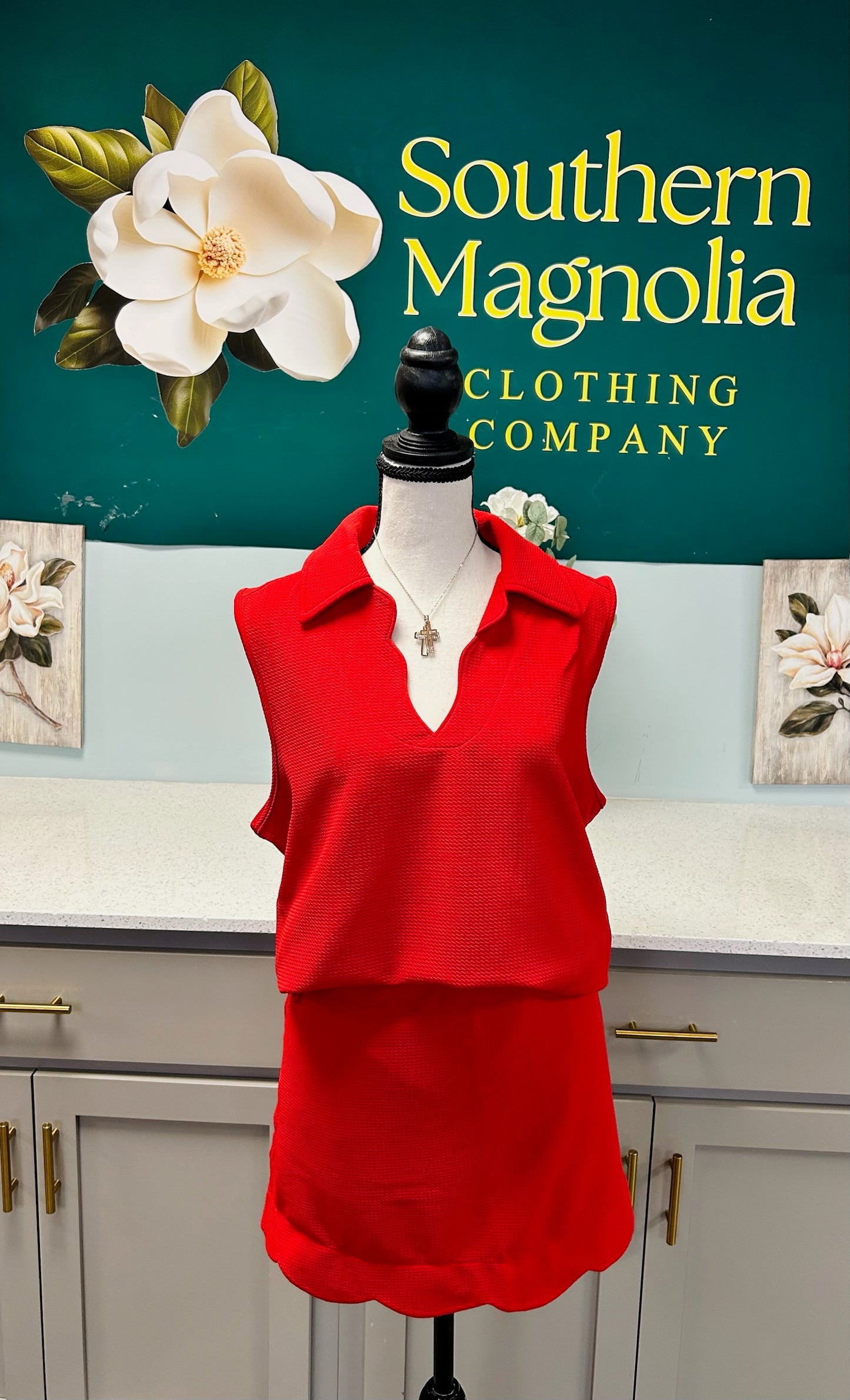 Red Short Sleeve & Skort Set