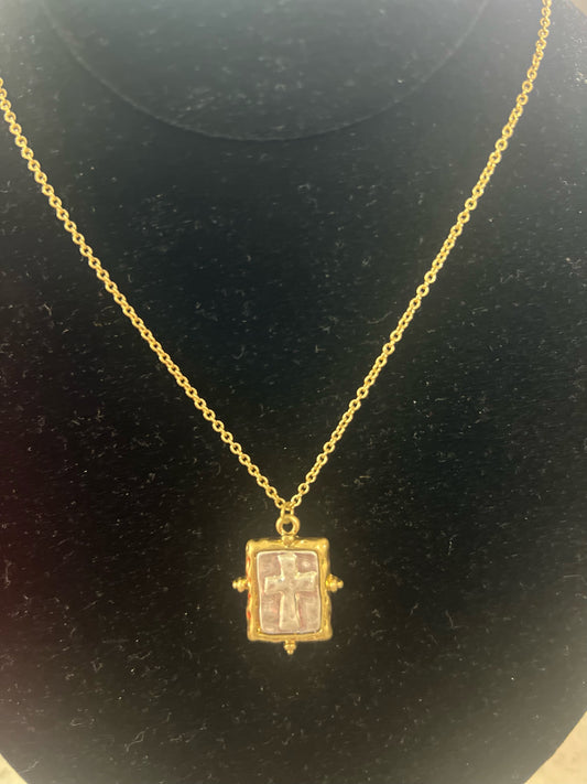 Gold and Silver hammered metal cross