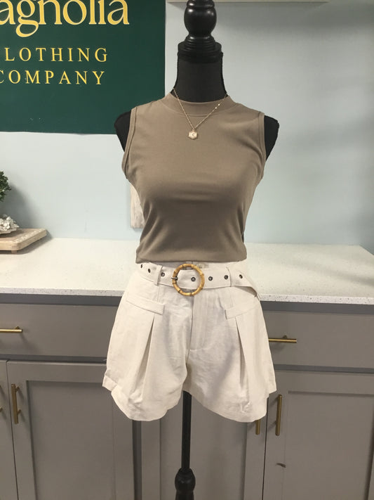 linen belted shorts