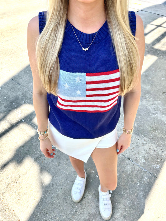 American Flag Knit Top