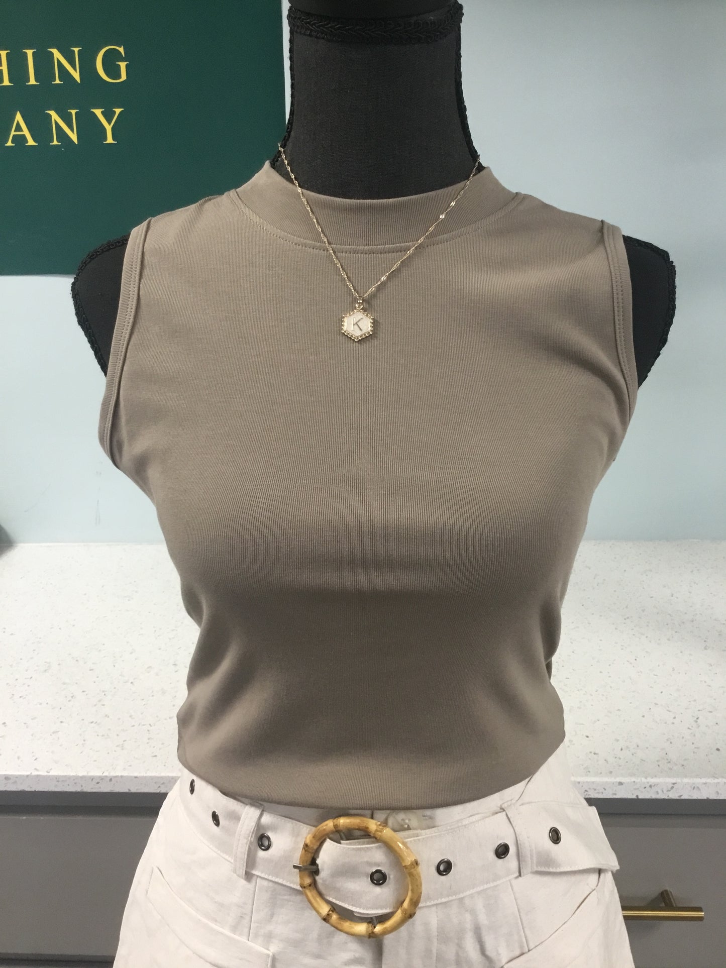 basic high neck crop top tank