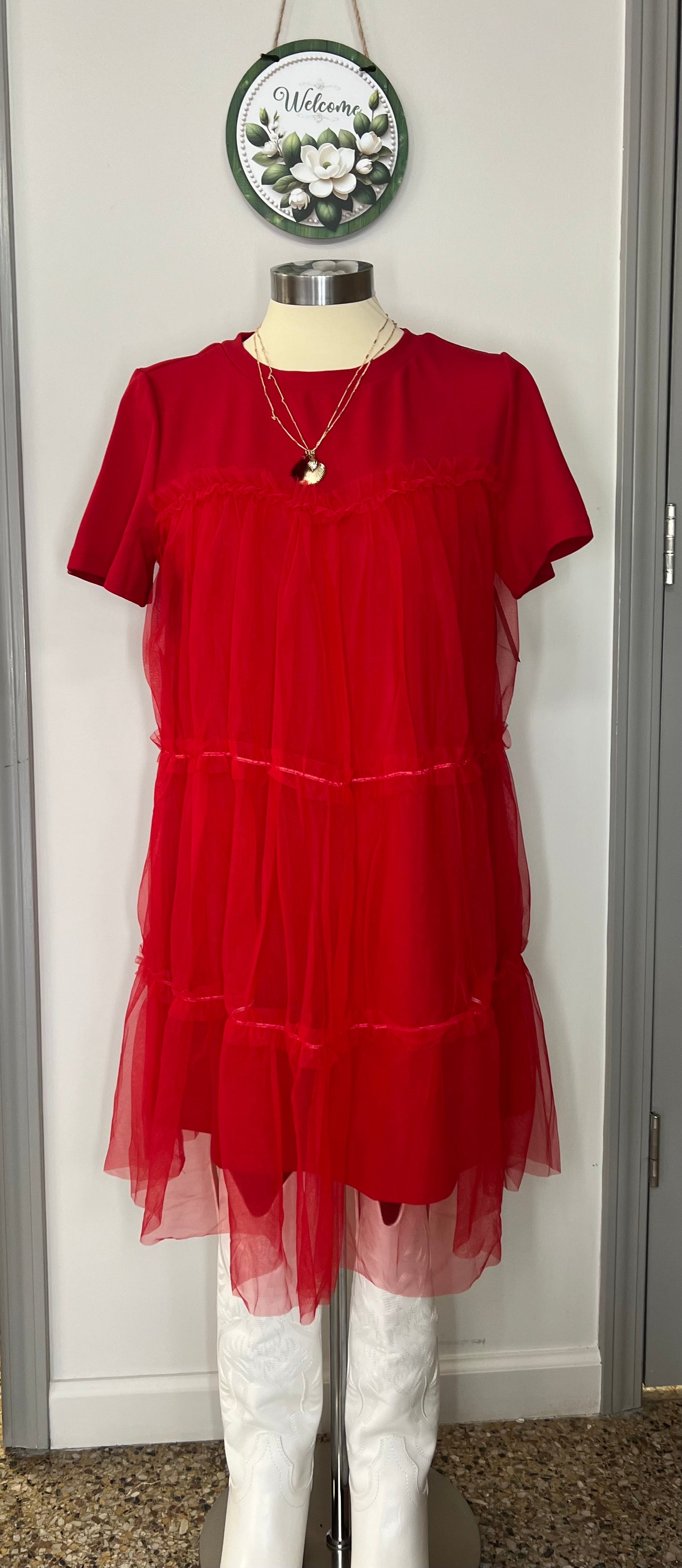 Lace Ruffle Hem Dress