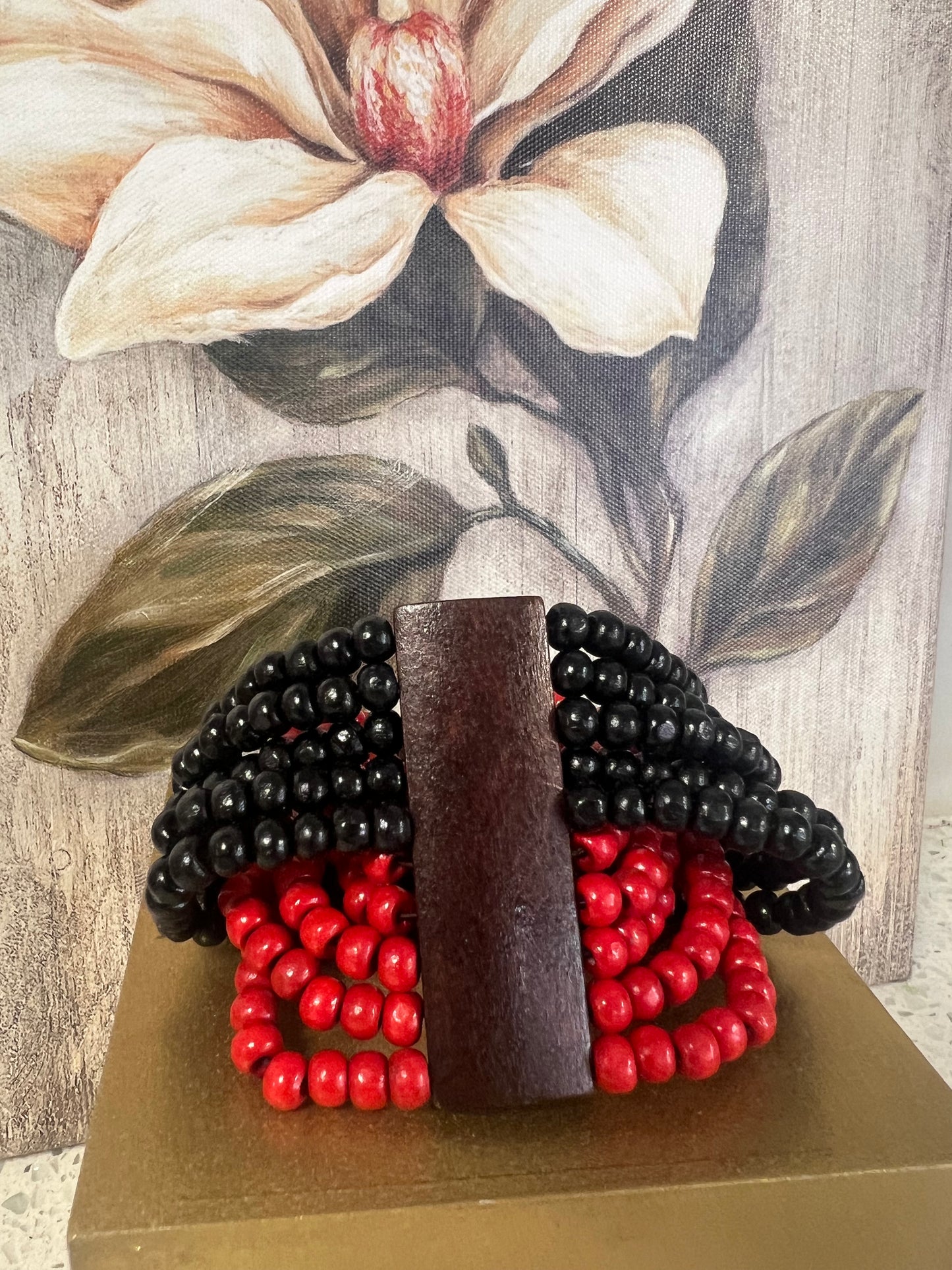 CrissCross Red & Black Beaded Bracelet