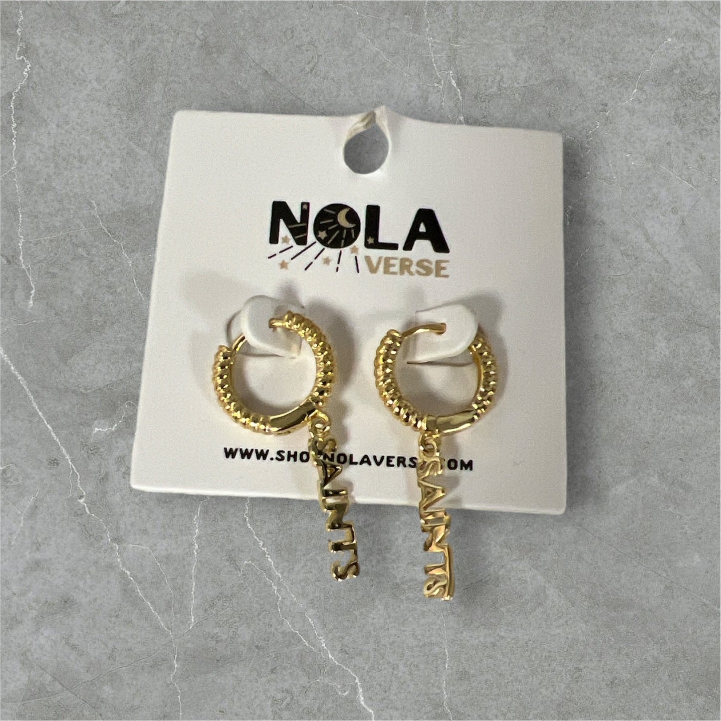 Saints Gold Hoop Earrings