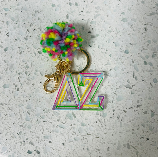 Sorority Color Block Pom Keychain