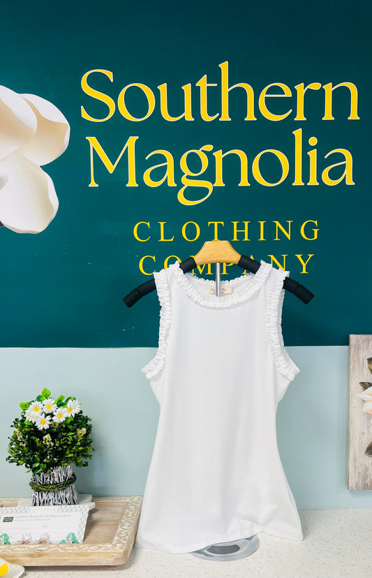 Ribbed Tank With Ruffle Detail