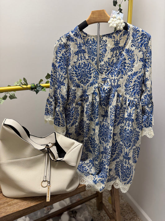 Sky Blue Vintage Lace Dress