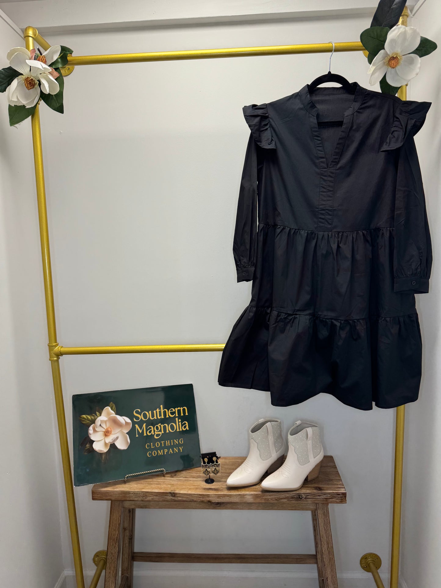 Ruffled Sleeve Tiered Dress