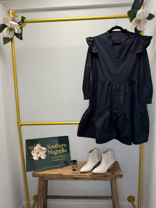 Ruffled Sleeve Tiered Dress