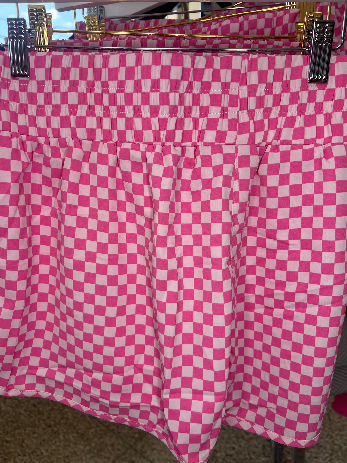 Pink Plaid Athletic Shorts