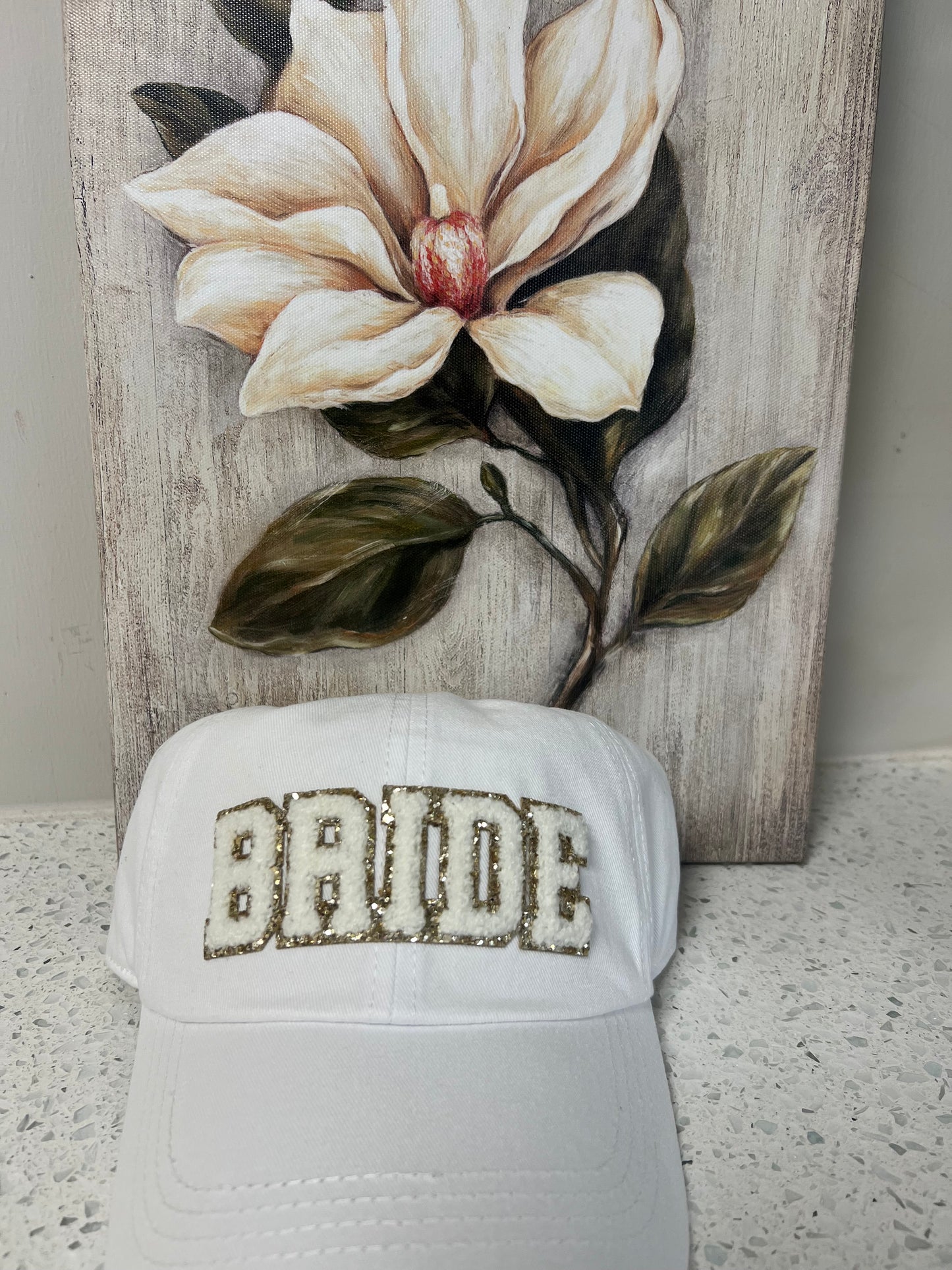 BRIDE Chenille Letter Patch Cotton Baseball Cap