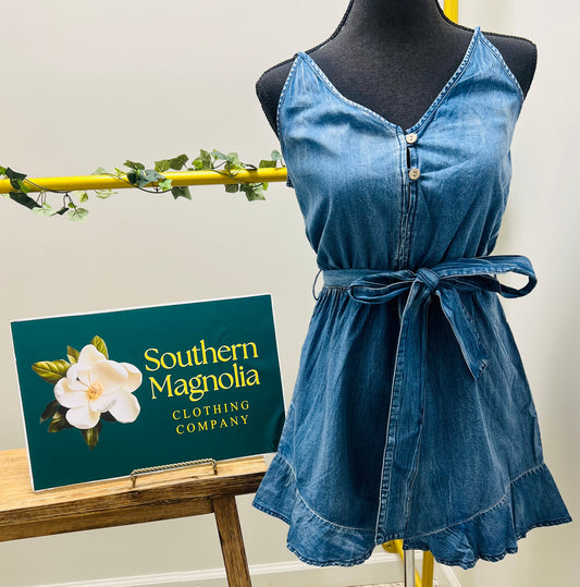 Summer Street Denim Distressed Romper