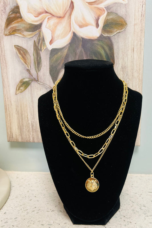 Tiger Layered Necklace Gold