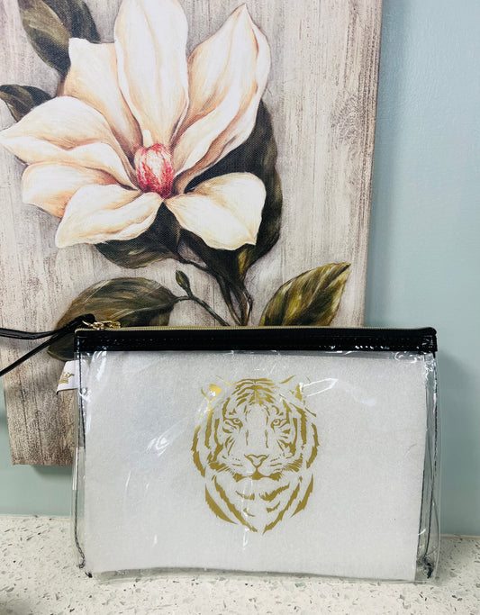Tiger Clear Organizer Double Zip Pouch