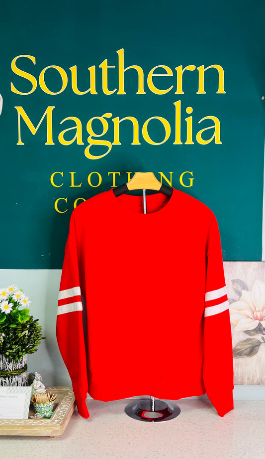 Varsity Striped Detail Drop Shoulder Oversized Sweatshirt