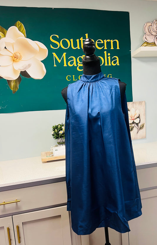 Bowtie Back Halter Neck Satin A-Line Dress