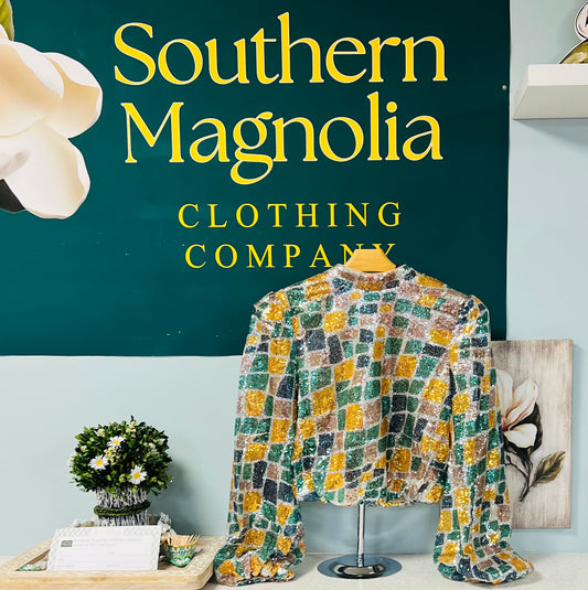 Mock Neck Back Button Keyhole Button Elastic Top