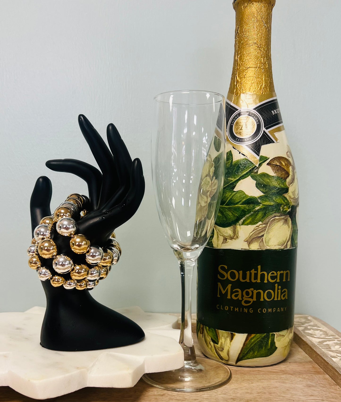 Gold & Silver 10 & 15mm beaded set of 3 stretch bracelets