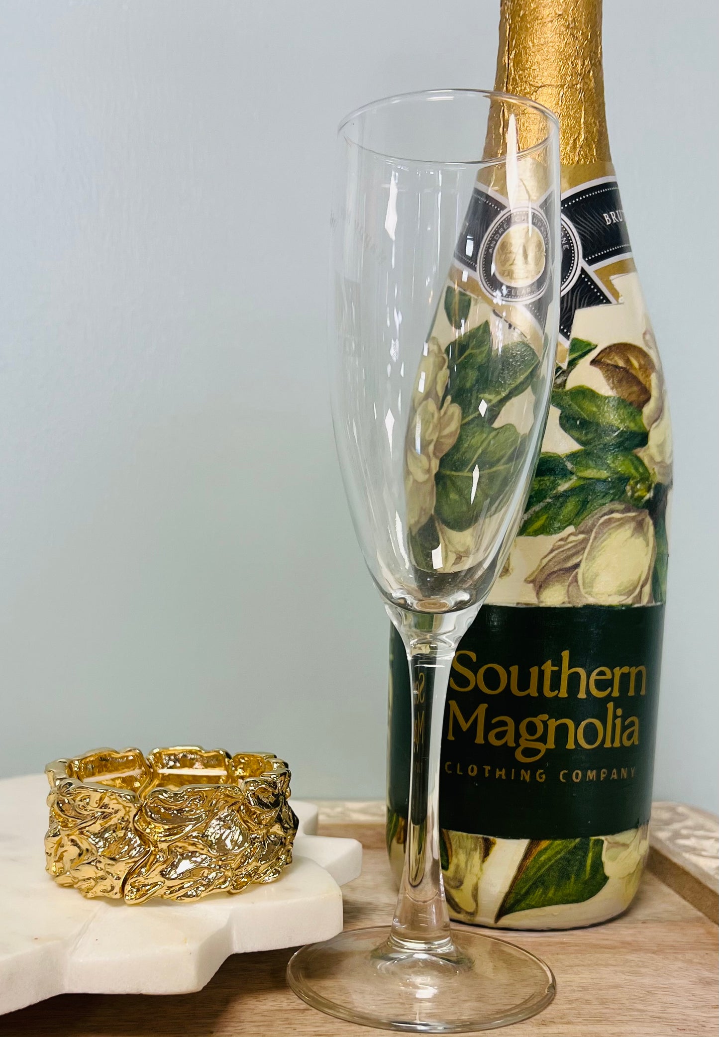 Gold Hammered Textured 1' Stretch Bracelet