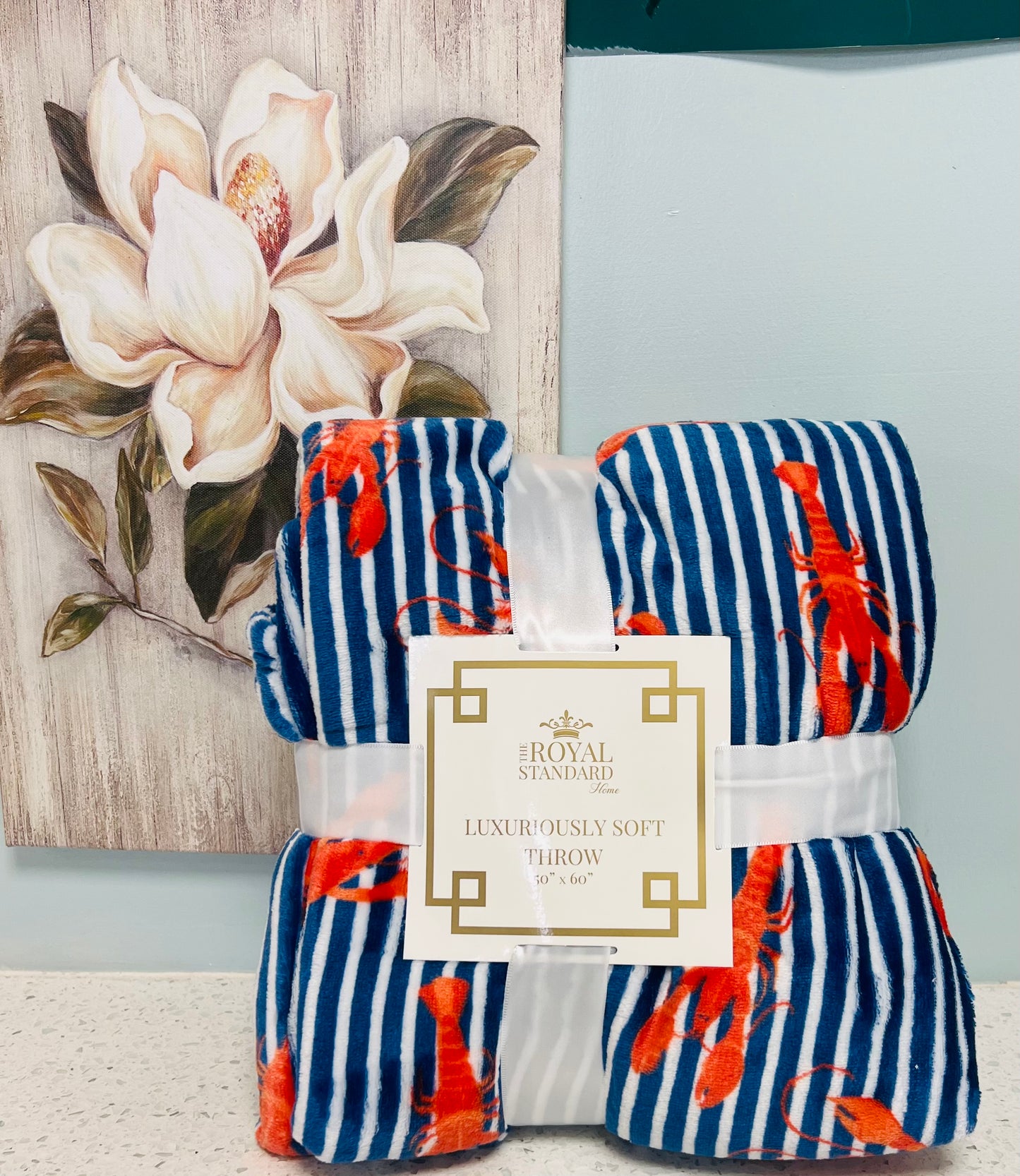 Crawfish Boil Throw Royal/Red/White 50x60