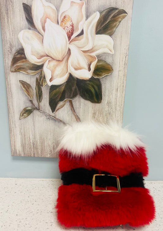 Fuzzy Christmas Crossbody Bag, Magnetic Clasp Closure