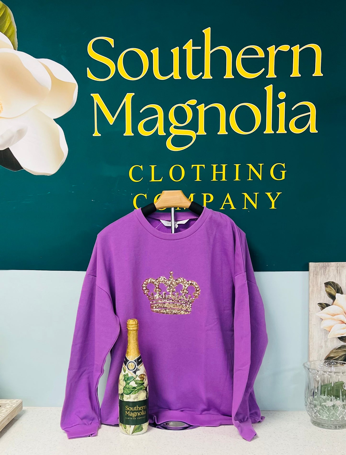 Royal Crown Sequin Sweatshirt Light Purple