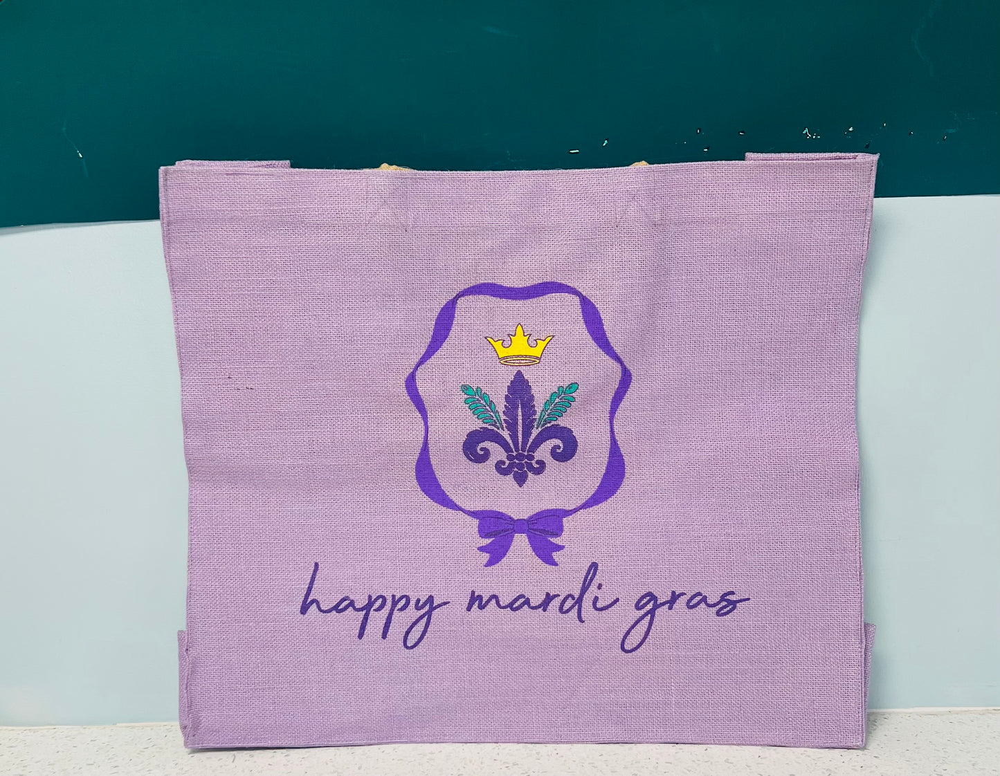 Happy Mardi Bow Carryall Tote Light Purple