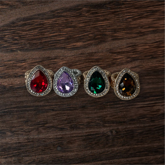 Teardrop Rhinestone Stretch Ring