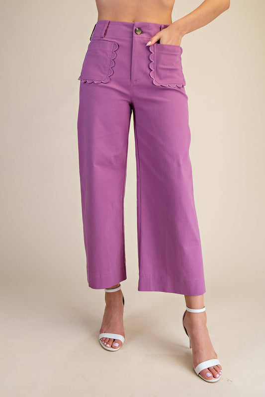 Colette Wide-Leg Scallop Pocket Pants