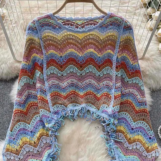 Colorful Crochet Knit Top