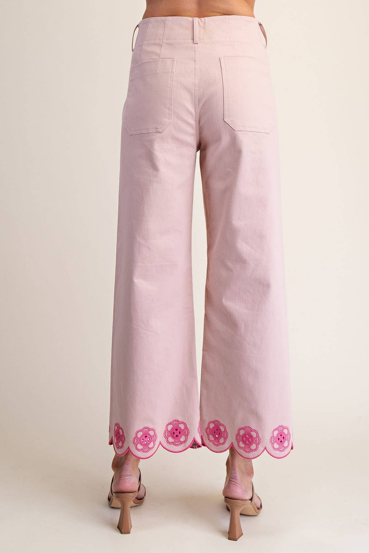 Colette Scallop-Hem Wide-Leg Pants