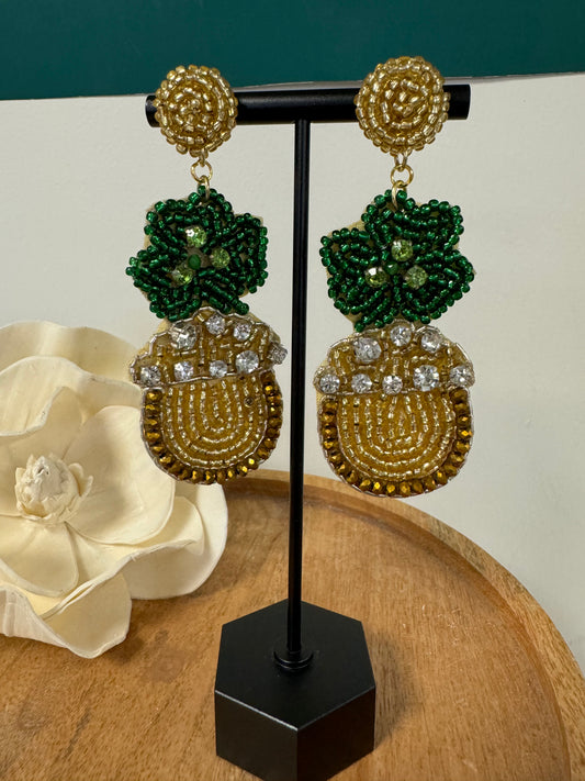 Beaded Shamrock Earring