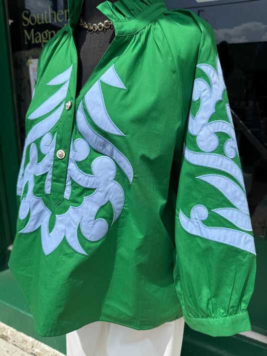 Green Garden Scroll Top