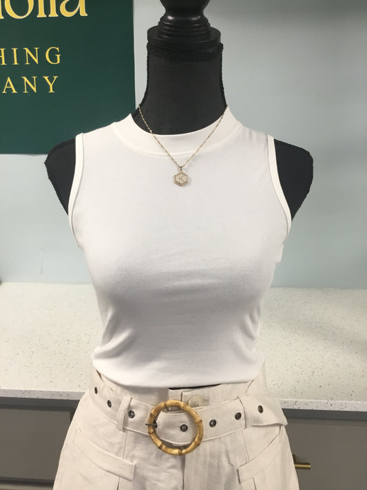 basic high neck crop top tank