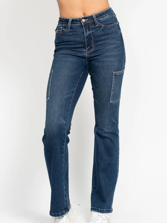 High Waisted Cargo Bootcut Jeans