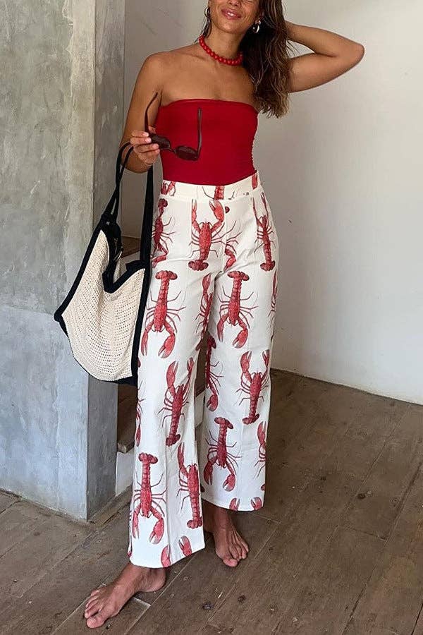 Casual Two-Piece Set With Lobster Print