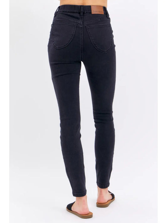 Black High Waisted Pull On Skinny Jeans