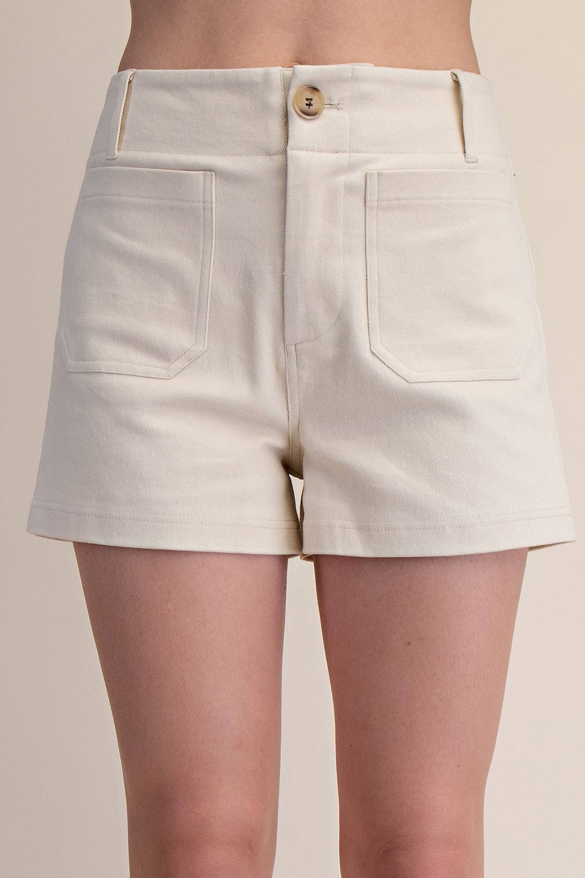 Stretch Shorts High Waist Front Pocket- Red