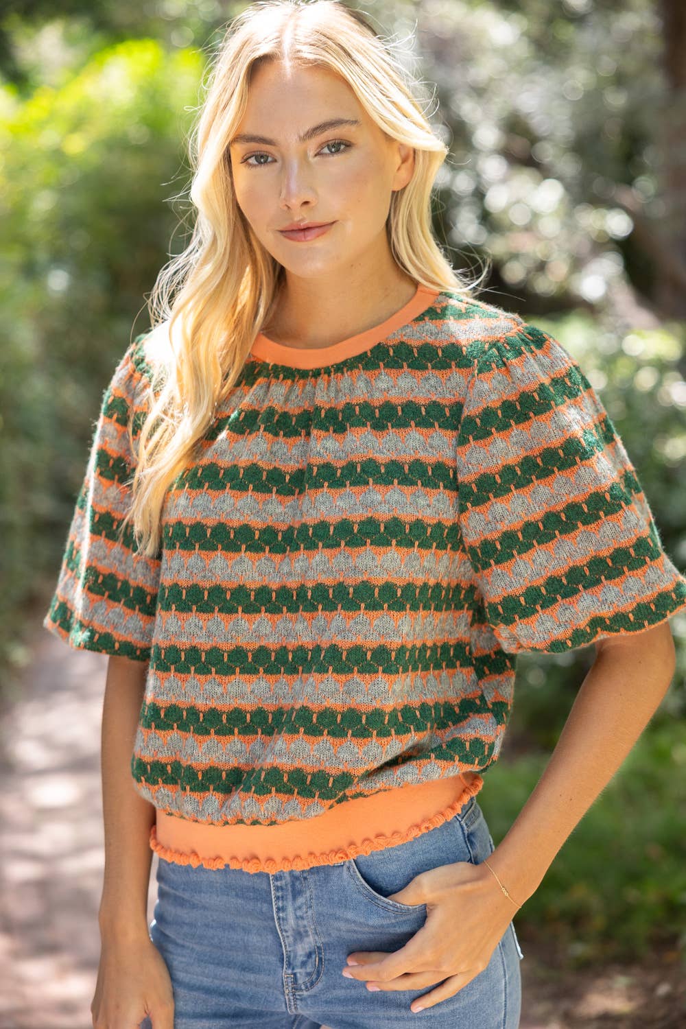 Orange Bubble Sleeve Top